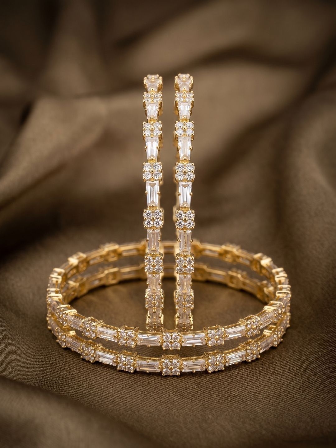Nui Nui Set of 4 Gold-Plated Stone Studded & Beaded Bangles