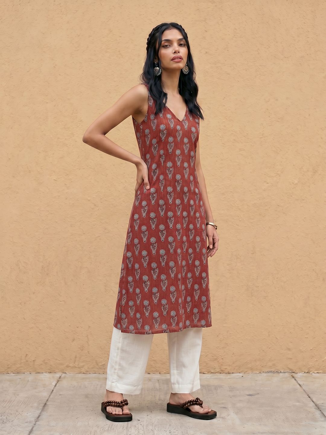 fusion by glitchez Floral Printed A-Line Kurta