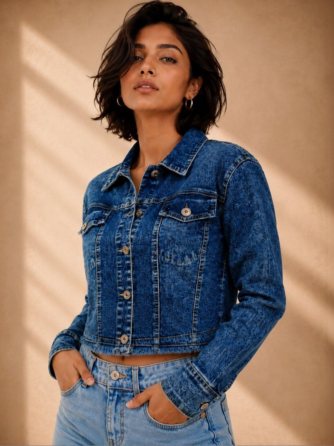 STYLE GEAR Women Crop Denim Jacket
