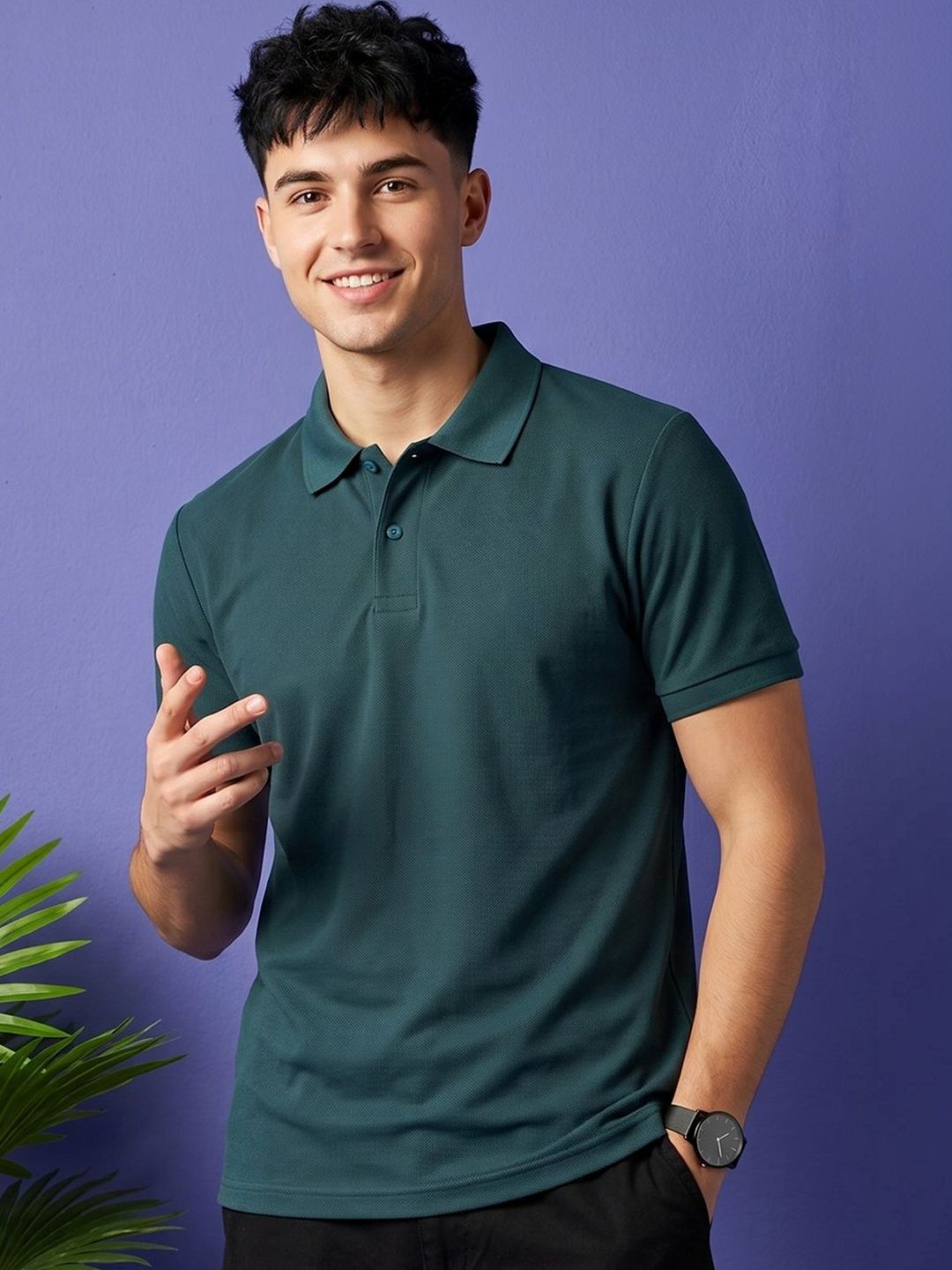 HERE&NOW Men Polo Collar T-shirt