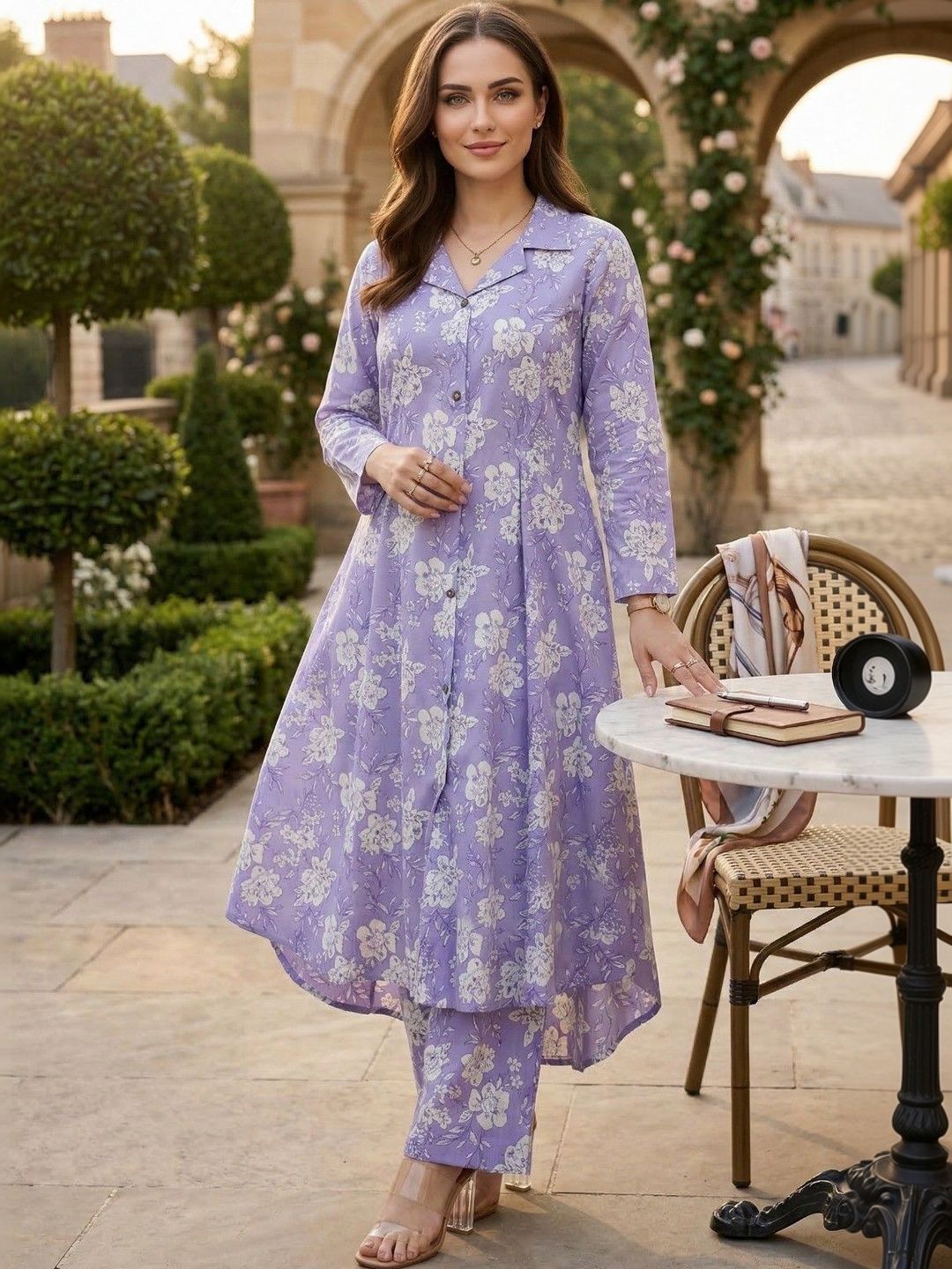 LIAPARO Women Printed Tunic with Trousers