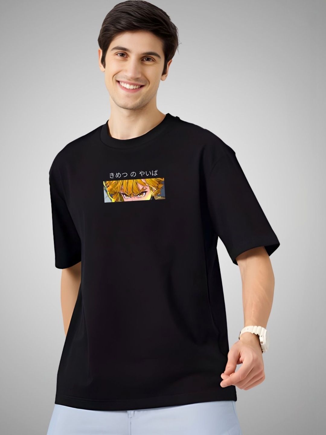INDIKNIT Men Graphic Printed Round Neck Cotton Oversized T-shirt