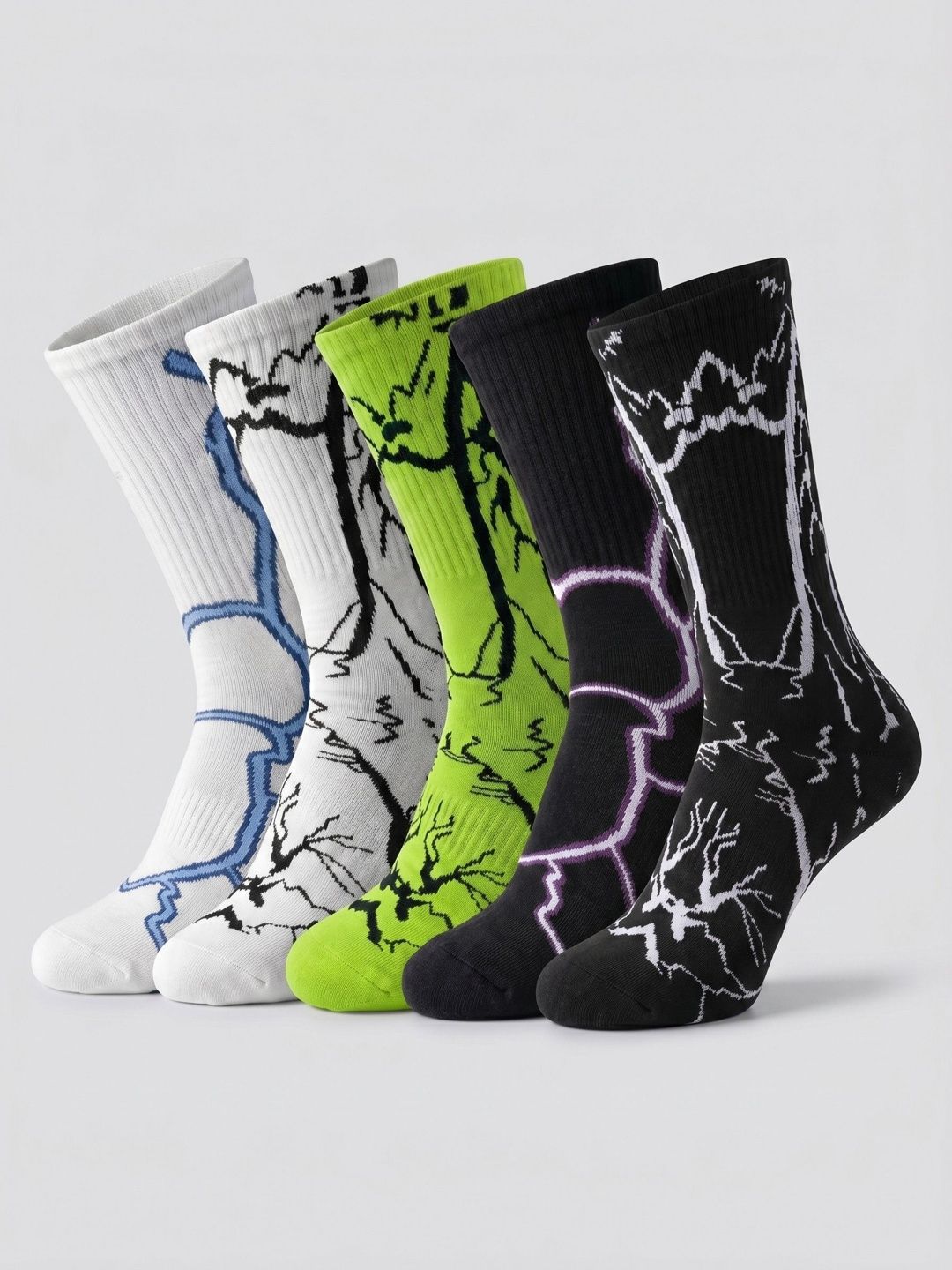 Moda Rapido Men Pack of 5 Cotton Blend Patterned Calf Length Socks