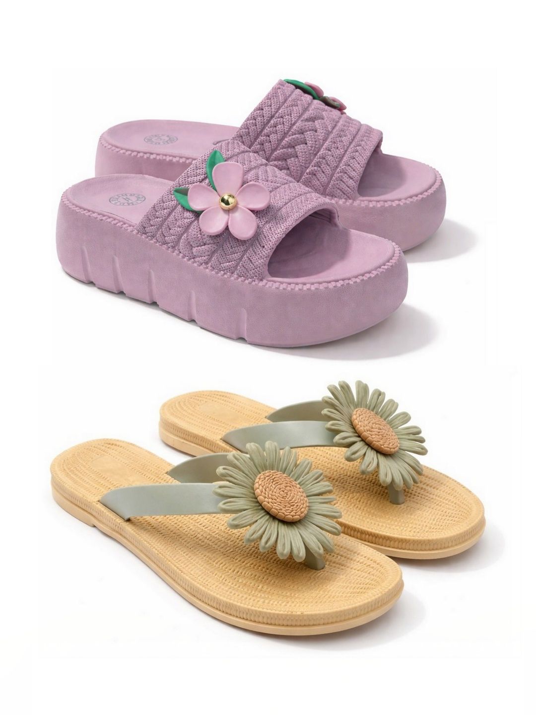 FABBMATE Women Embellished Thong Flip-Flops