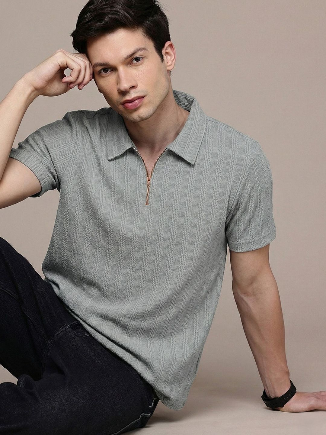 COMBRAIDED Men Polo Collar 3D Chassis T-shirt