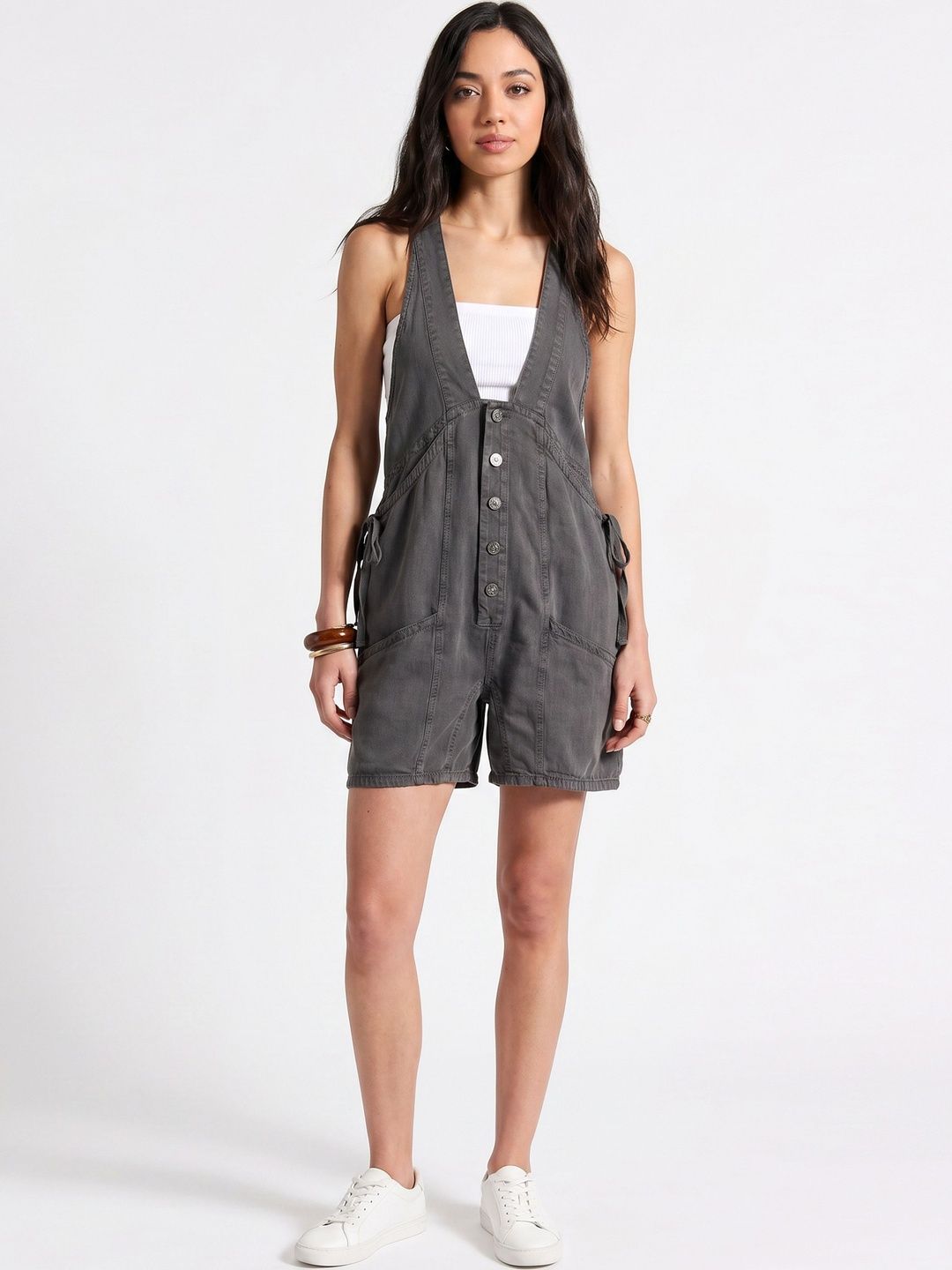 Glam & Chique Cotton-Twill Relaxed Fit Halter Neck Jumpsuit