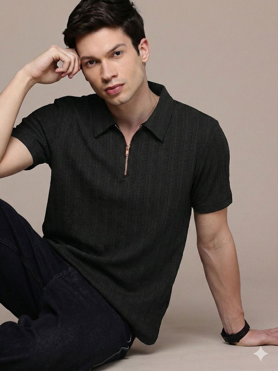 COMBRAIDED Men Polo Collar 3D Chassis T-shirt