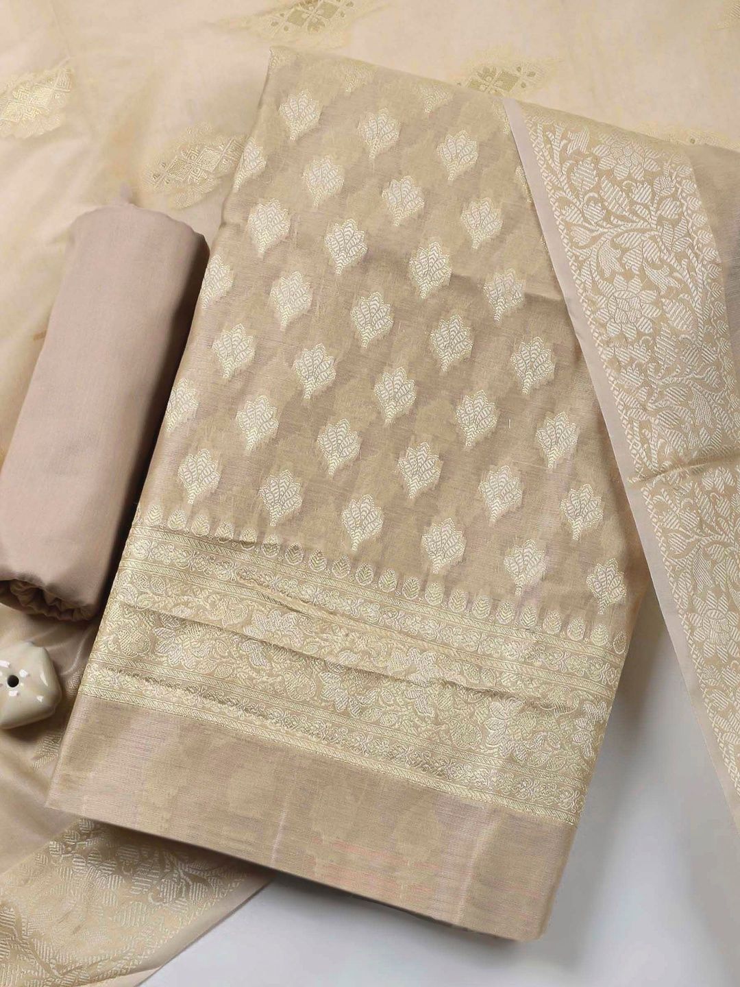Meena Bazaar Art Silk Unstitched Dress Material