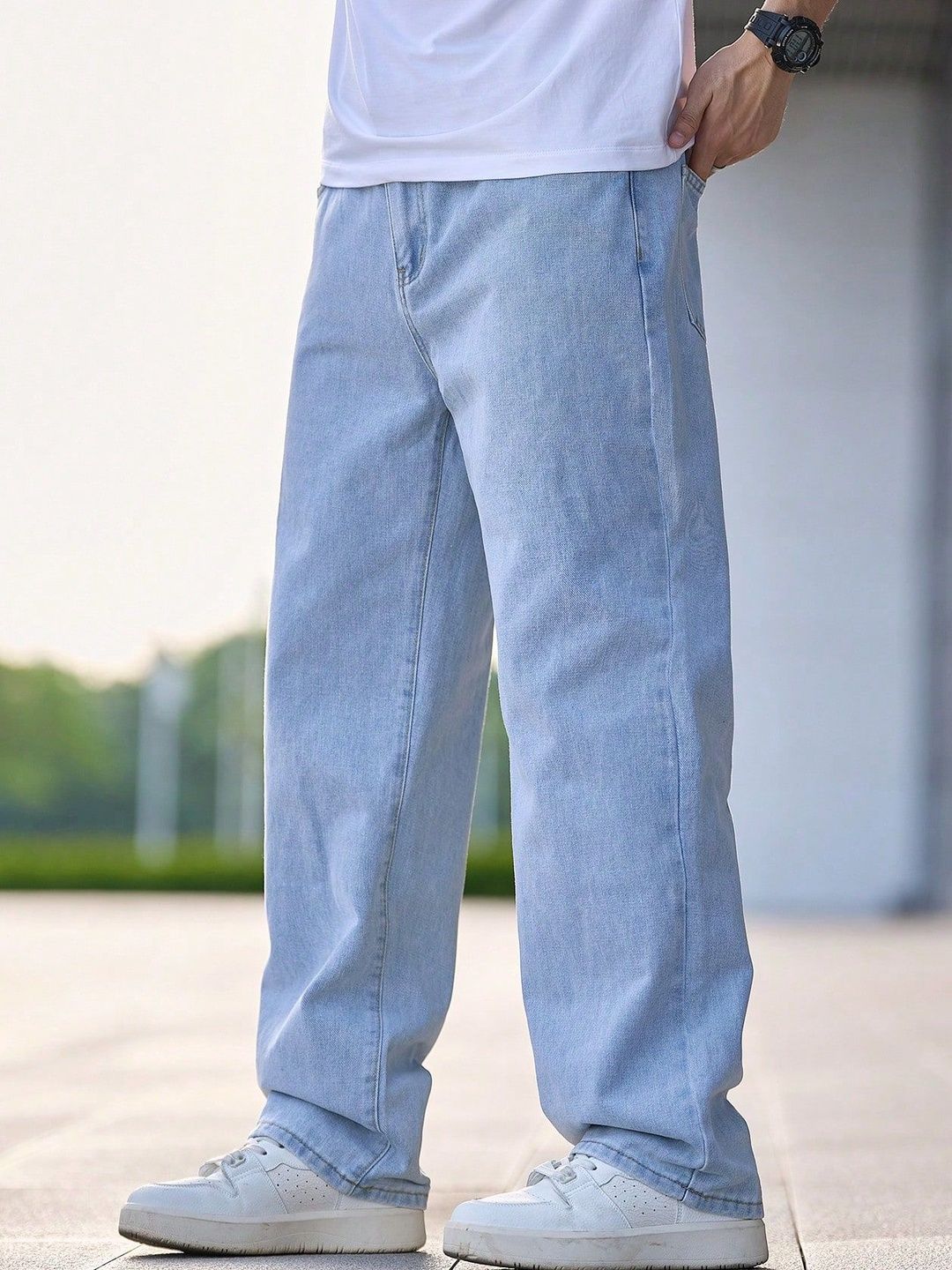 YAMEETFIT Men Jean Straight Fit Mid-Rise Jeans