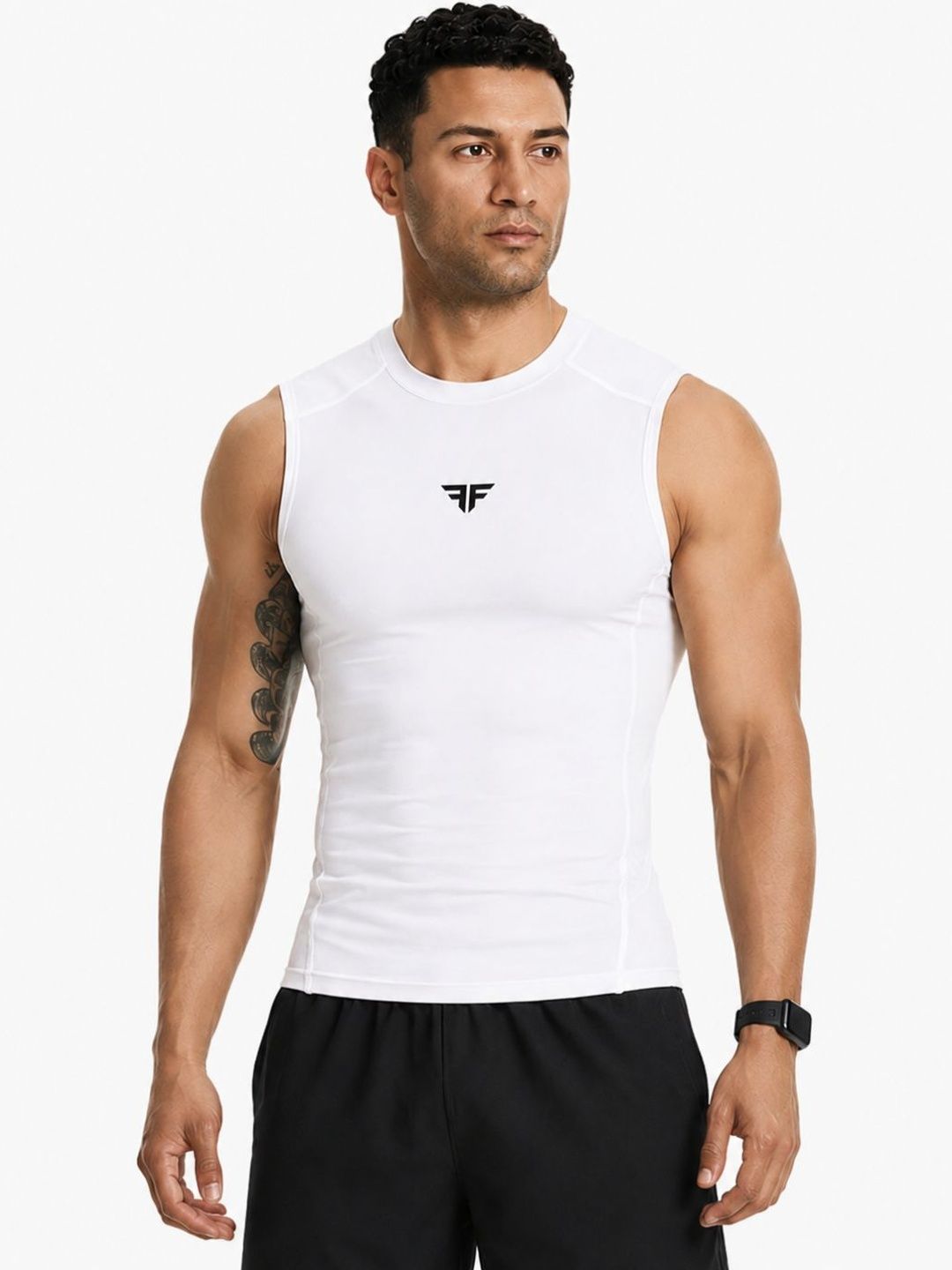 BRUTE FORCE Men Brand Logo Compression T-shirt