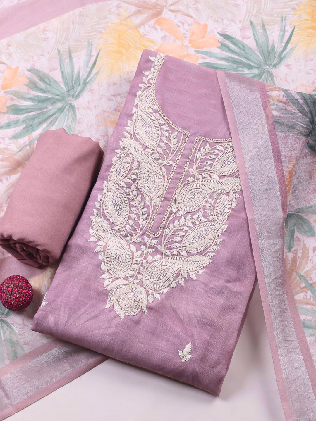 Meena Bazaar Embroidered Unstitched Dress Material