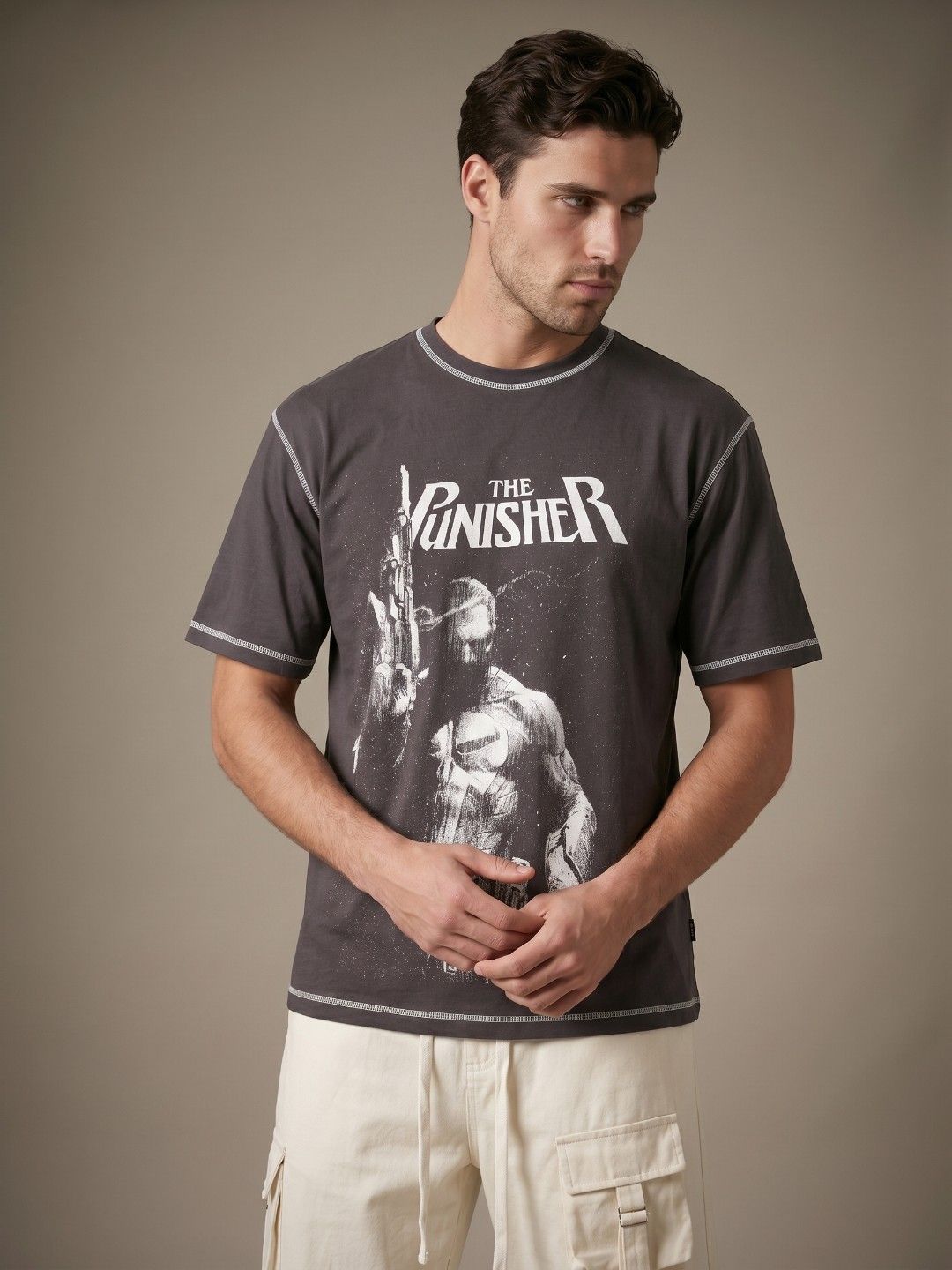 glitchez The Punisher Printed Relaxed Fit T-shirt