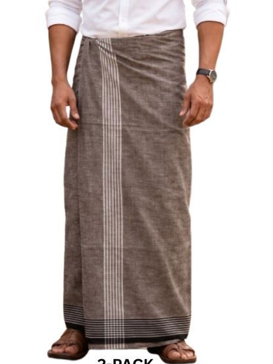 Sharan Elegance Men Striped Cotton Dhoti Dhotis