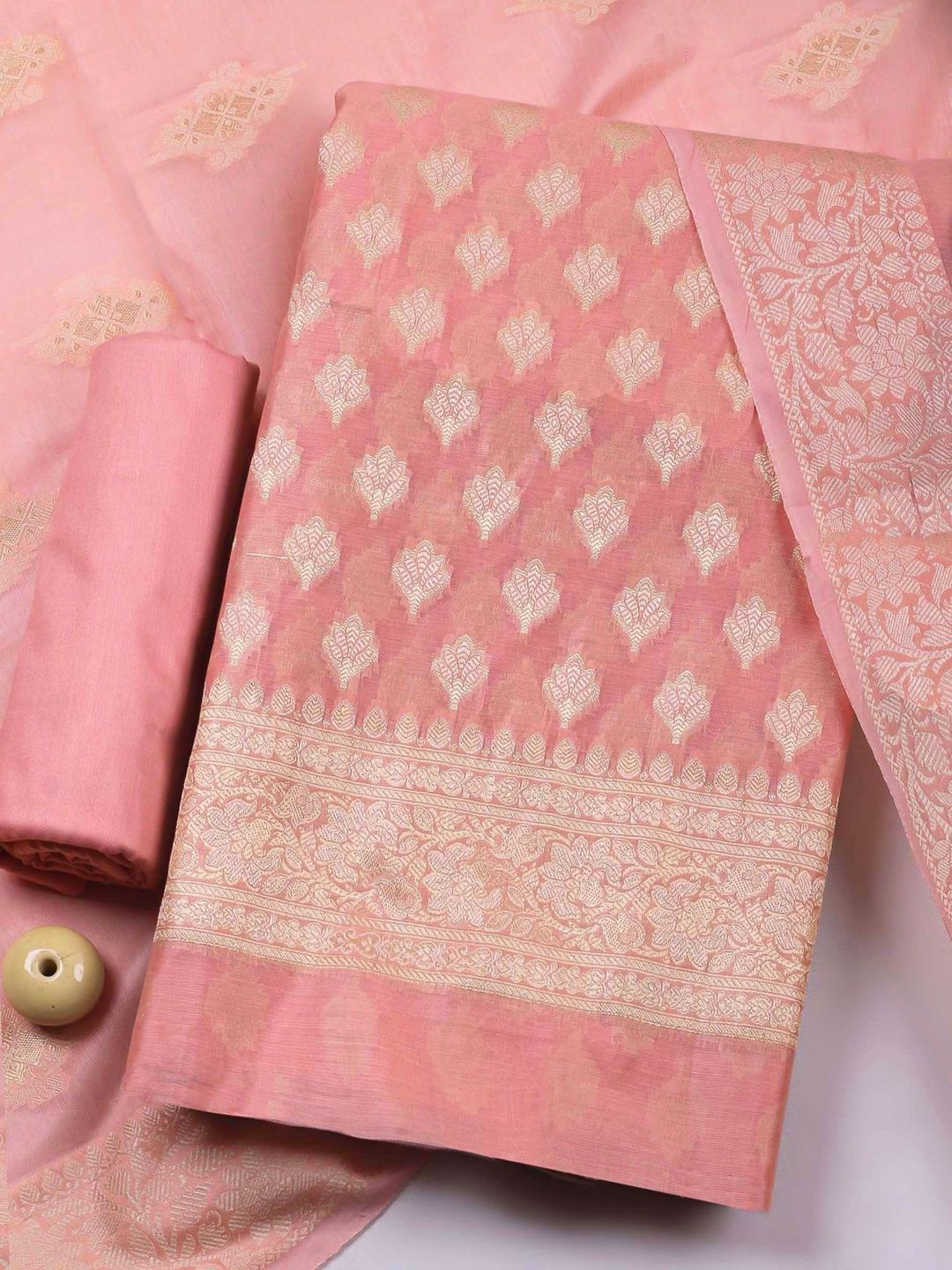 Meena Bazaar Art Silk Unstitched Dress Material