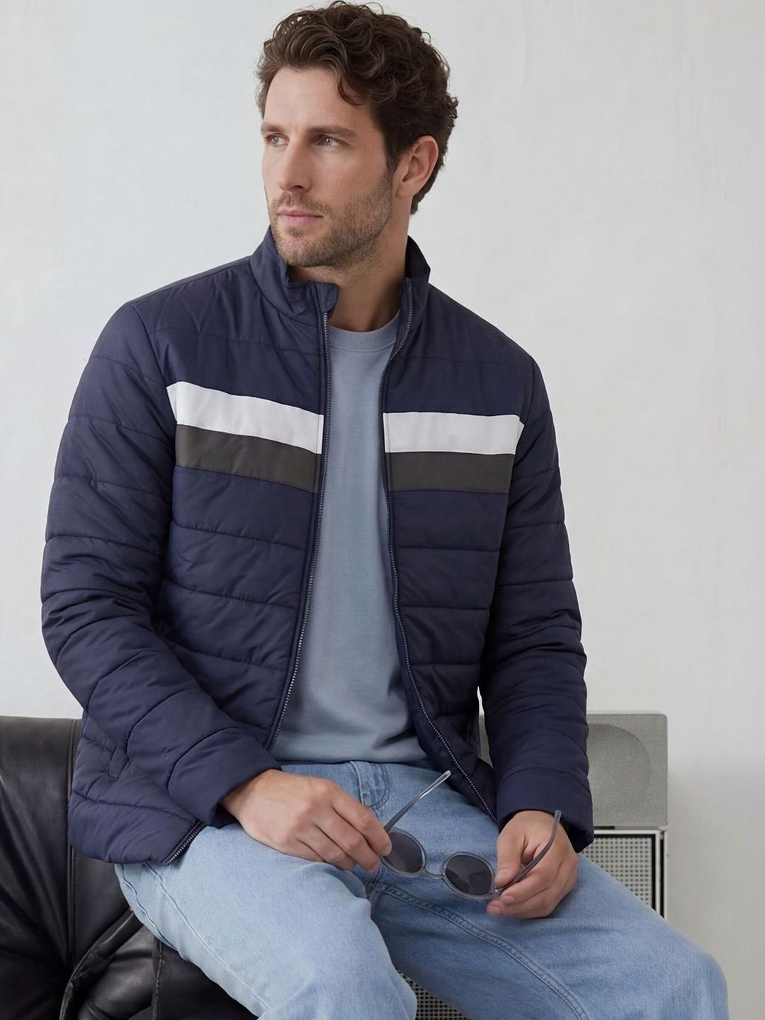 WROGN Men Colourblocked Lightweight Puffer Jacket