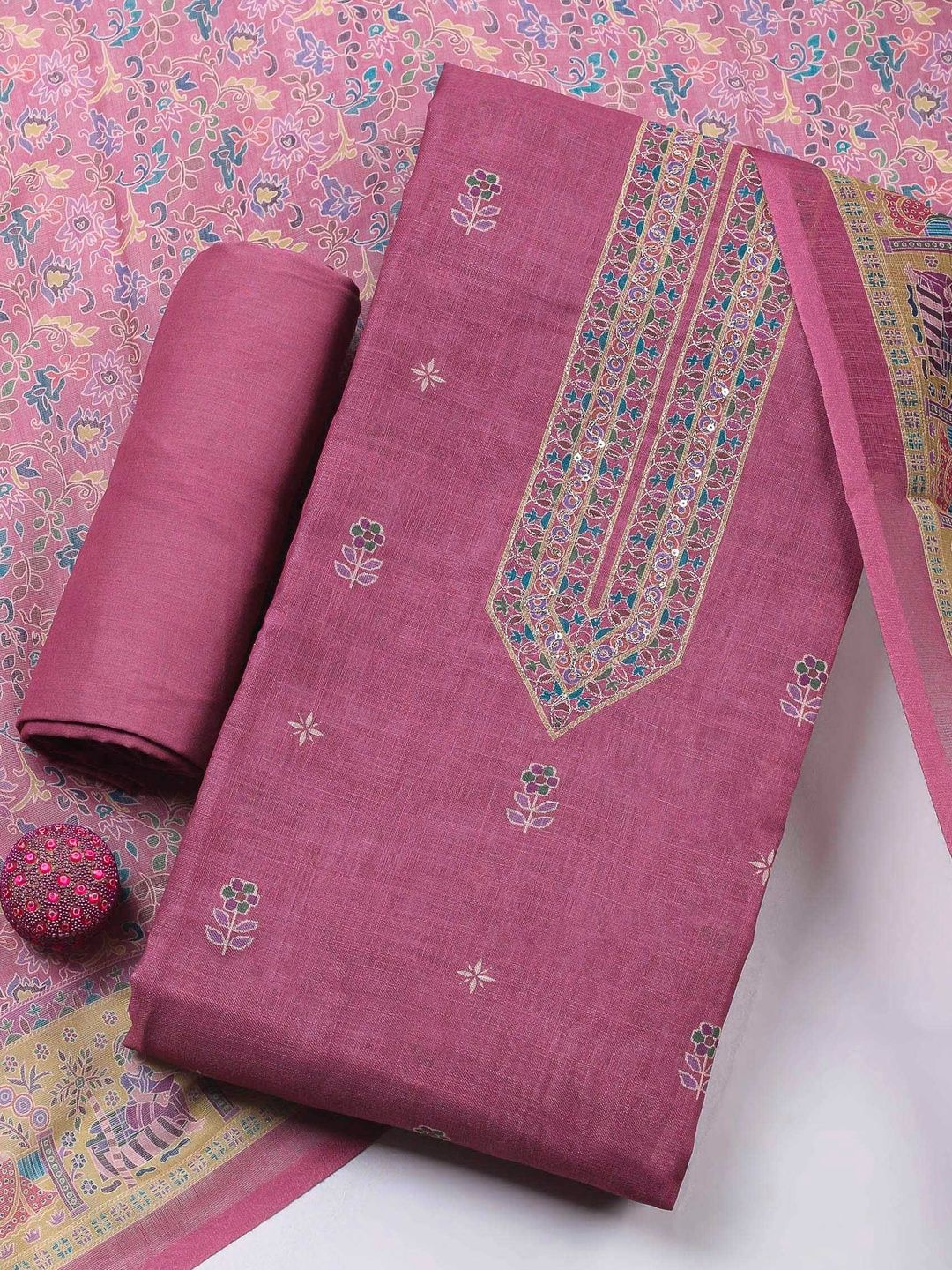 Meena Bazaar Printed Unstitched Dress Material