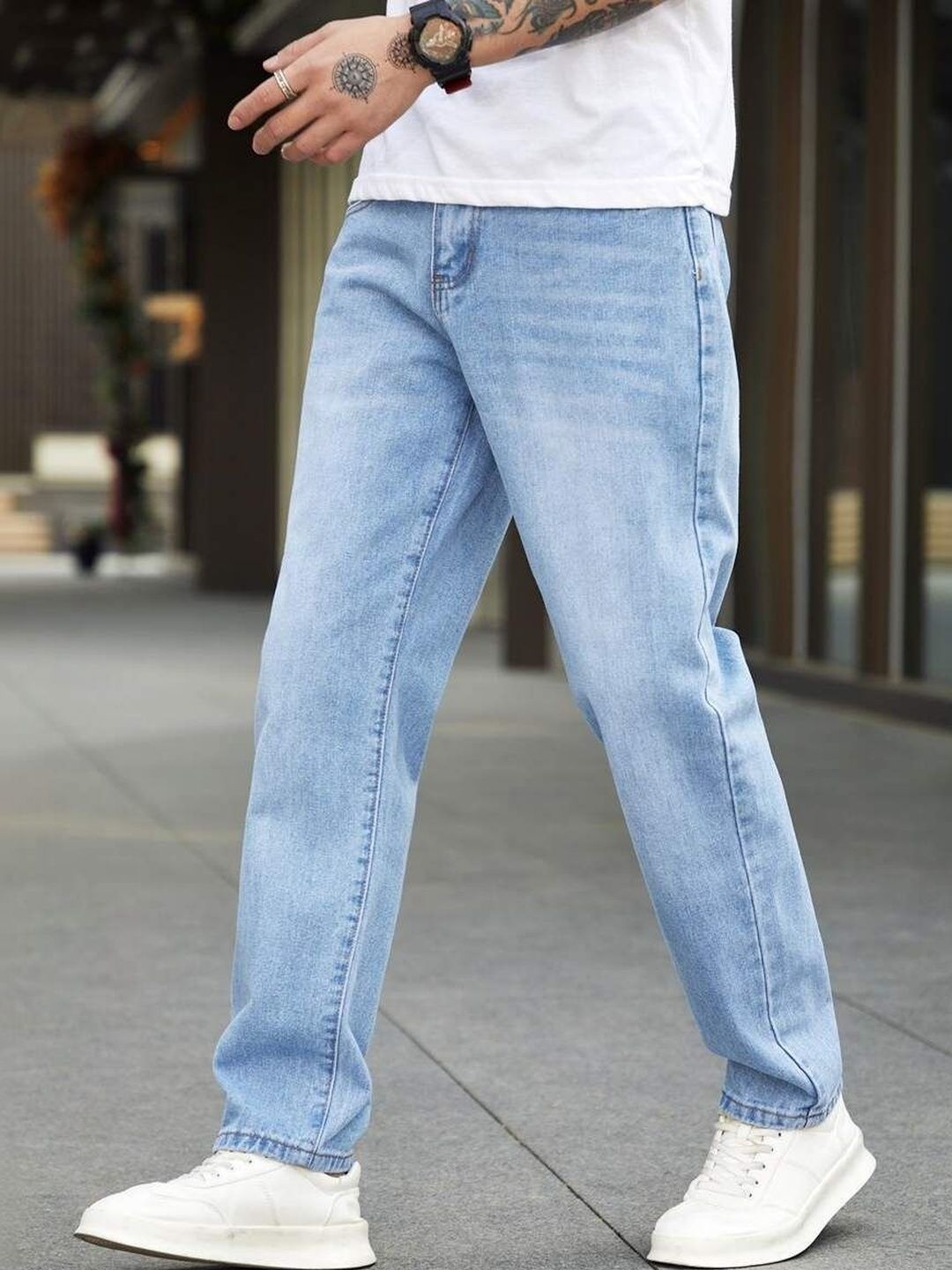 YAMEETFIT Men Jean Straight Fit Mid-Rise Jeans