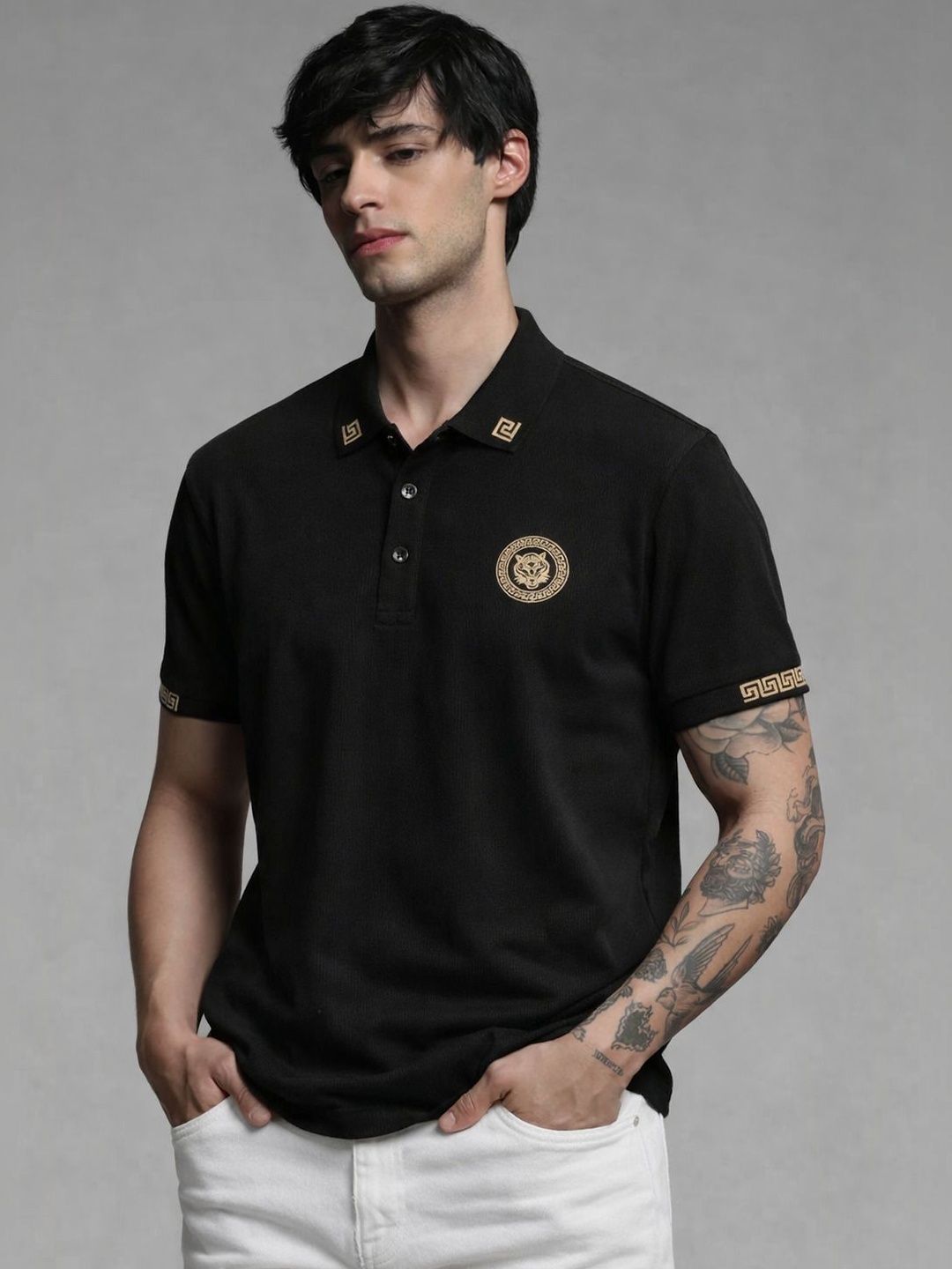 COMBRAIDED Men Polo Collar T-shirt