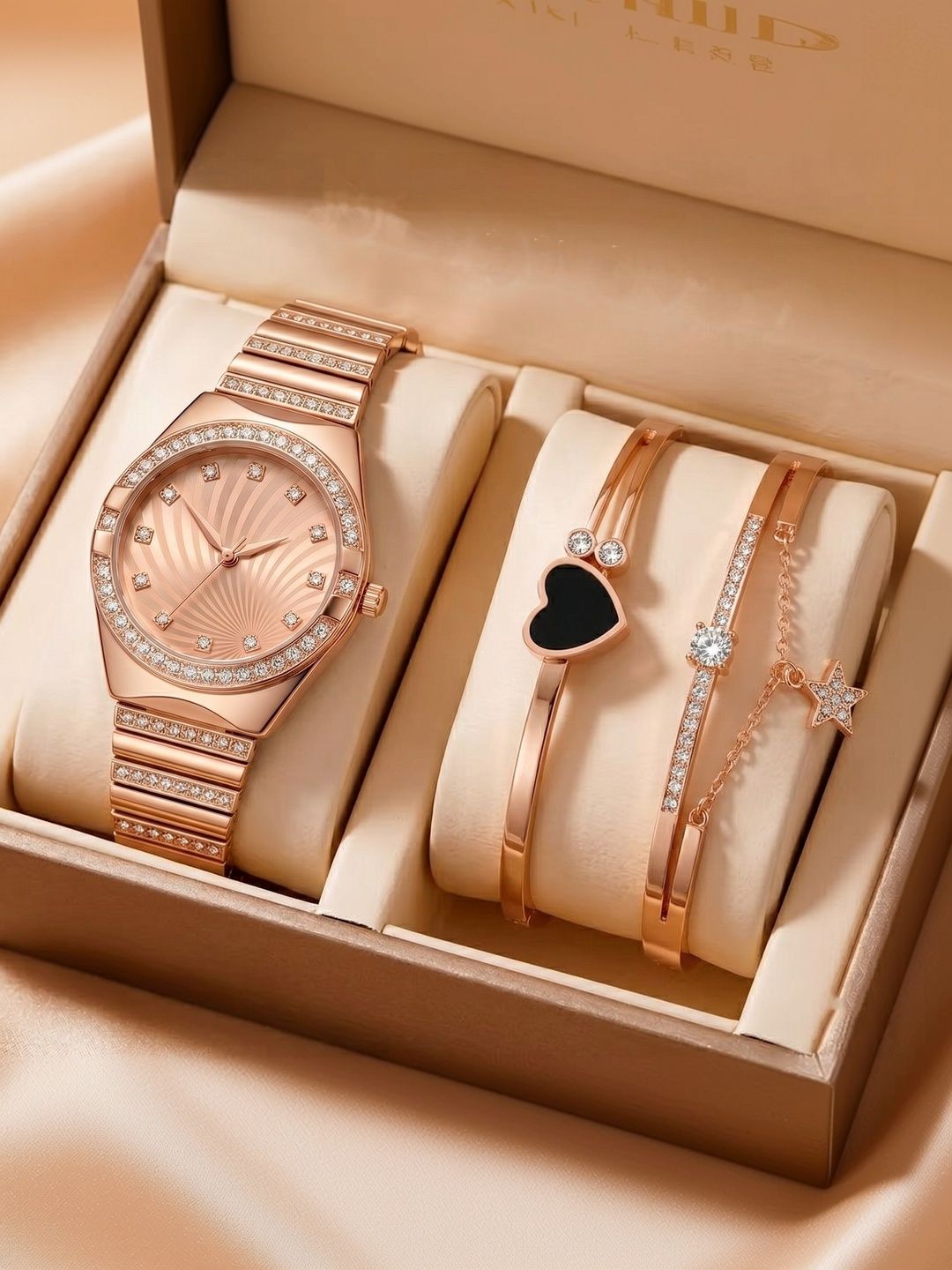 Moda Rapido Women Dial & Stainless Steel Bracelet Style Straps Analogue Watch Moda Wristy Copper&2 bracelet