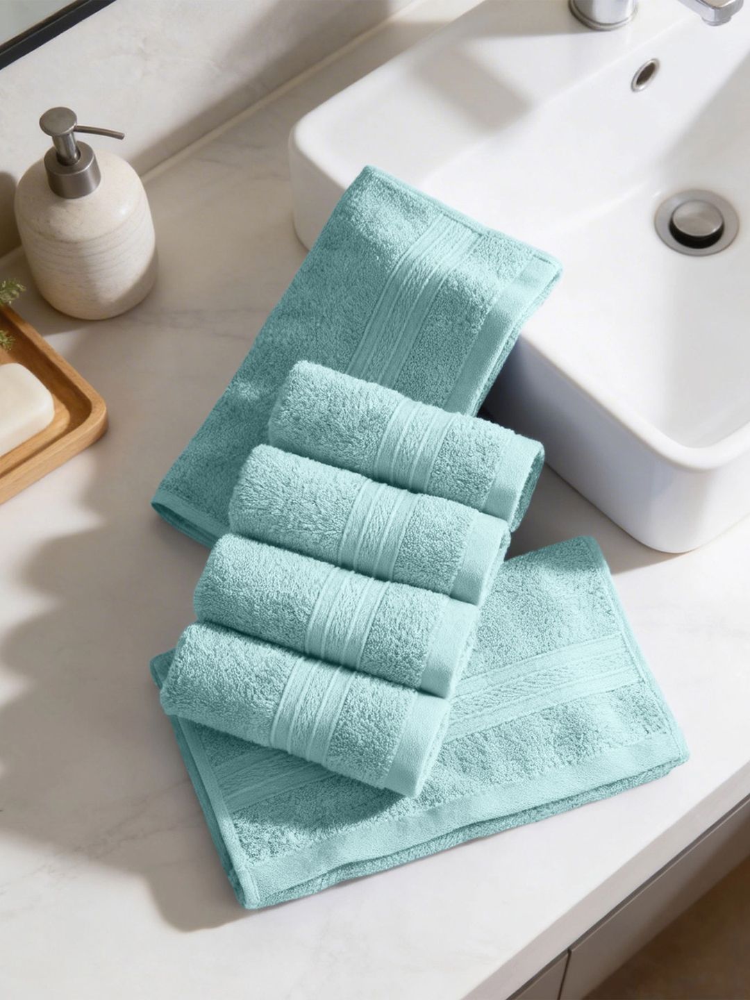MYTRIDENT MYTRIDENT Blue 6 Pieces Soft Comfort 500 GSM Reversible Face Towel