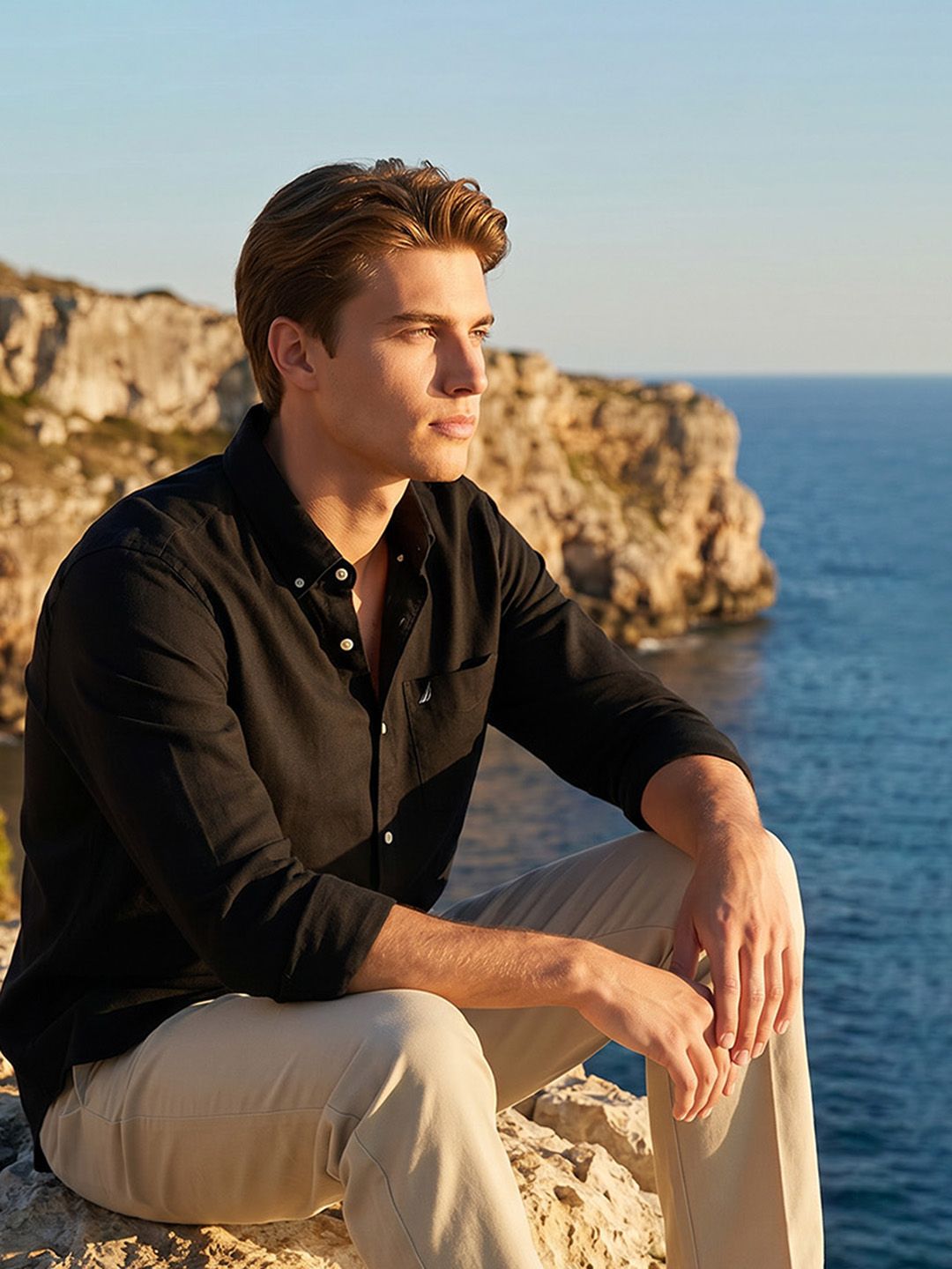 Nautica Spread Collar Casual Shirt