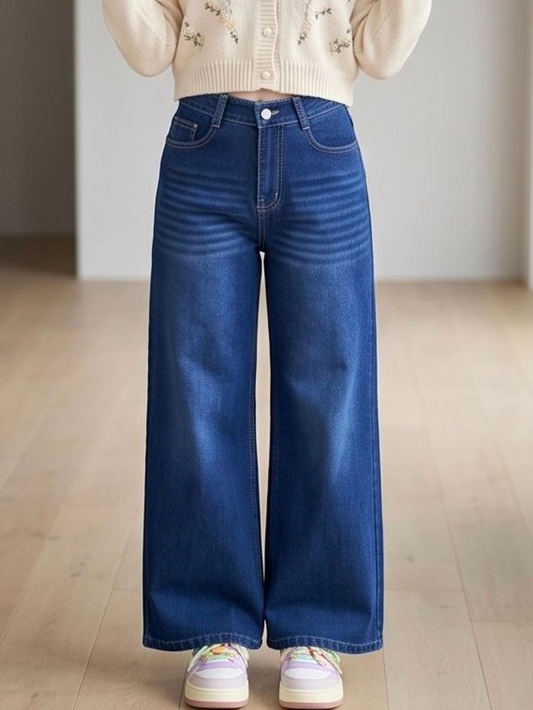 MERCEL MERCEL Women Wide Leg High-Rise Light Fade Stretchable Jeans