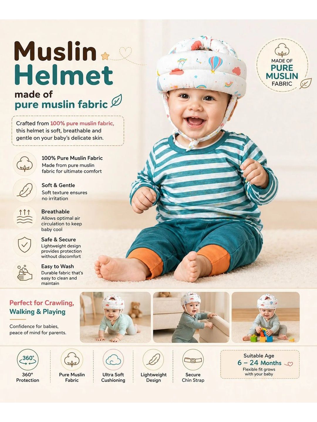 NeonateCare Unisex Kids Polycarbonate Helmet