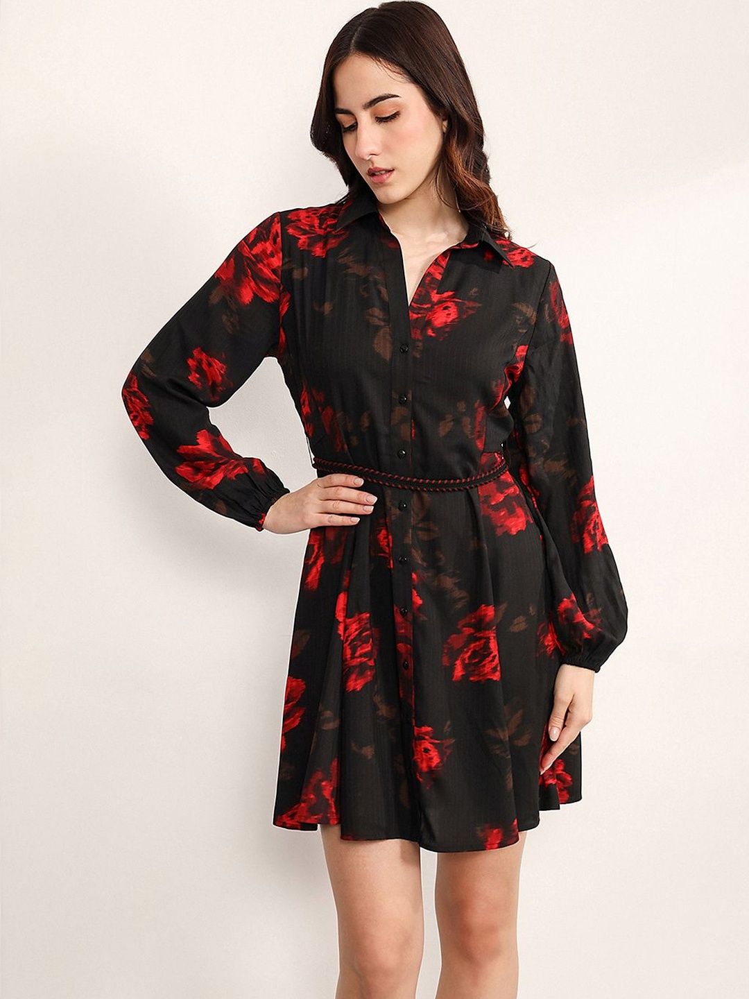 Floral Print A-Line Dress Kazo Floral Print A-Line Dress