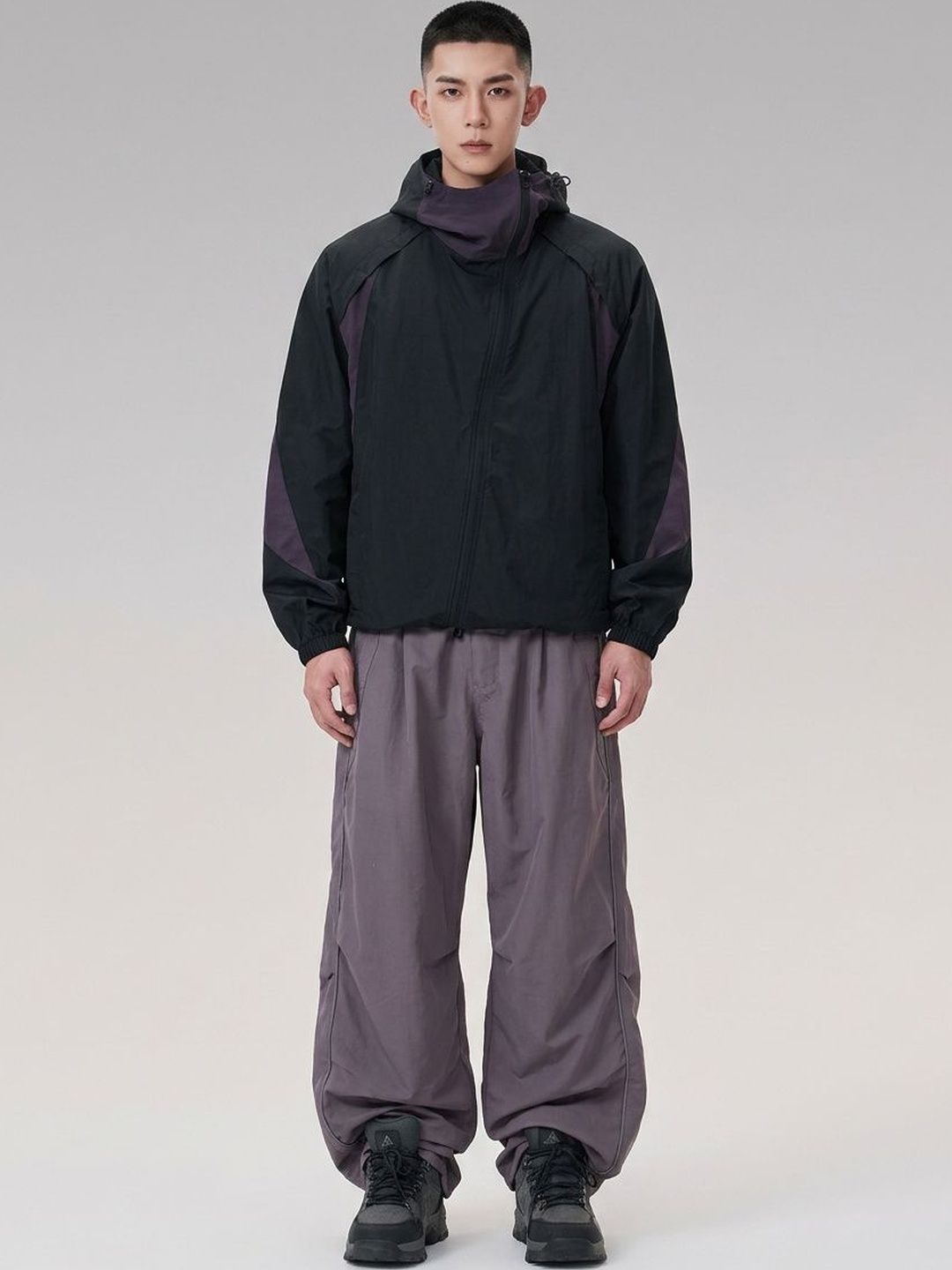 ATELIER REBEL Men Colourblocked Windcheater Outdoor Woven Jacket