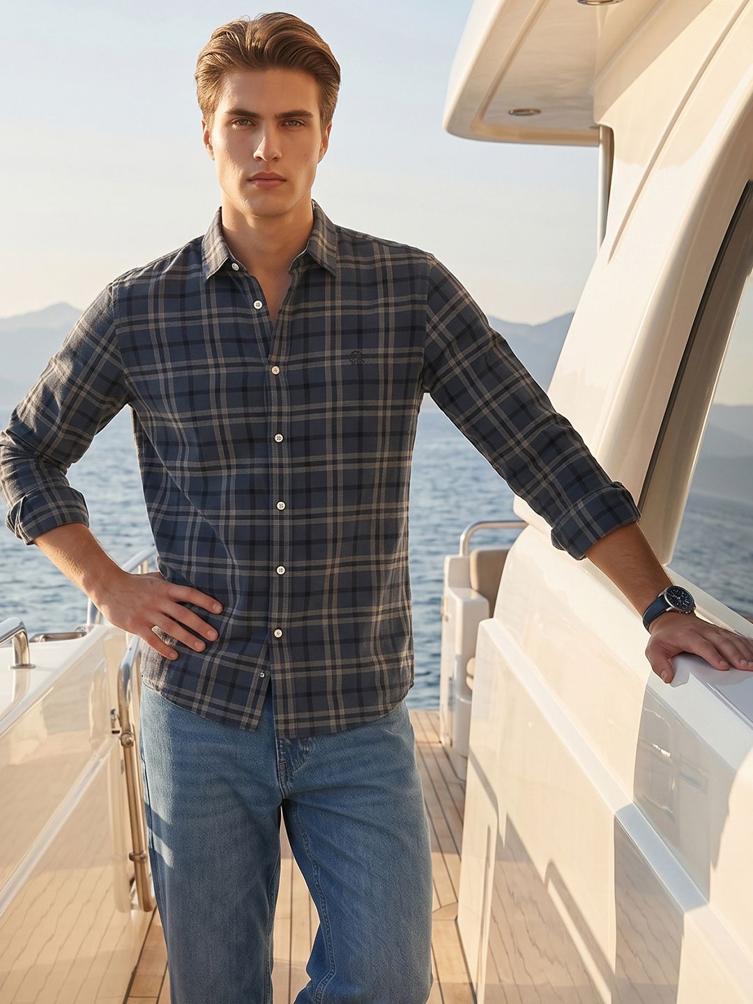 Nautica Checked Pure Cotton Casual Shirt