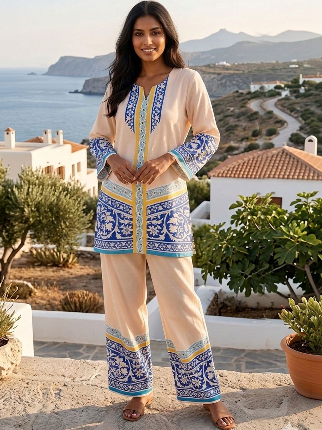 OOJAL Printed Tunic with Palazzos