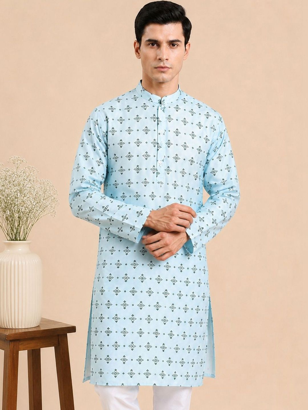 House of Pataudi Men Ethnic Motifs Printed Kurta