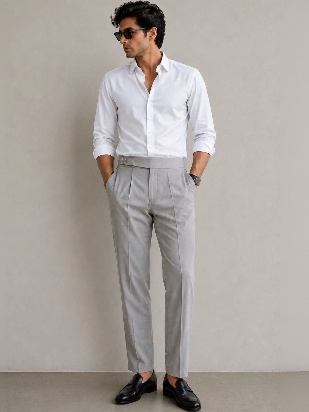 Kotty Kotty Men Gurkha Pants Style Straight Fit Pleated Pants