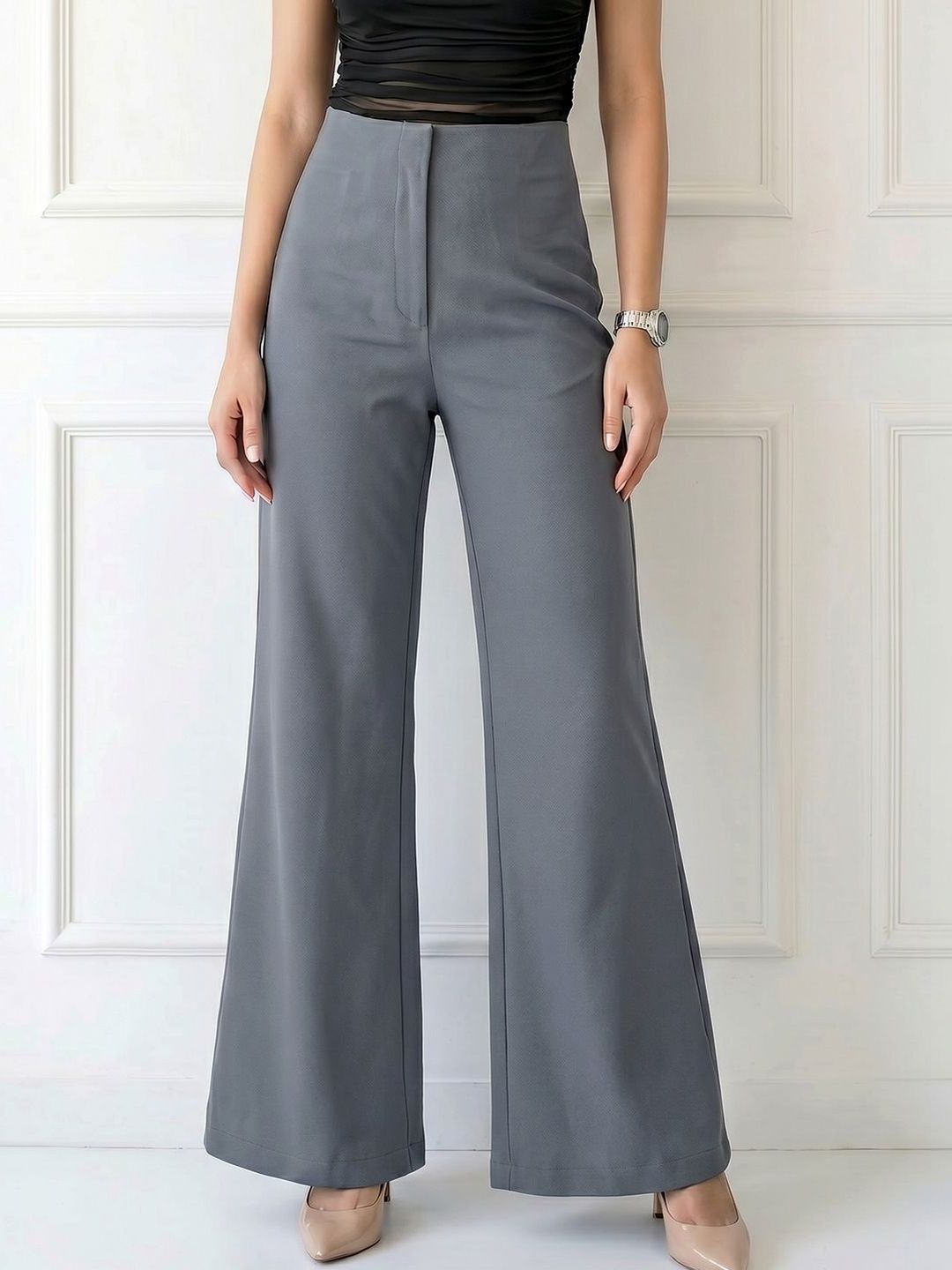 ADDYVERO Women Loose Fit High-Rise Wrinkle Free No Fly Trousers