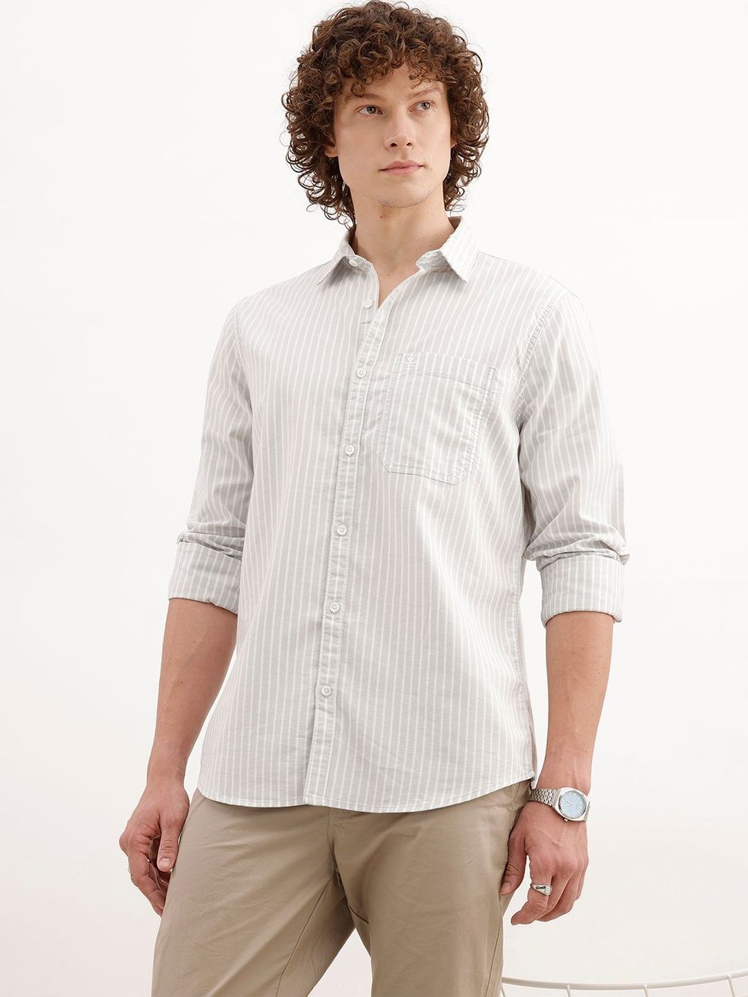 WROGN Men Slim Fit Striped Casual Shirt