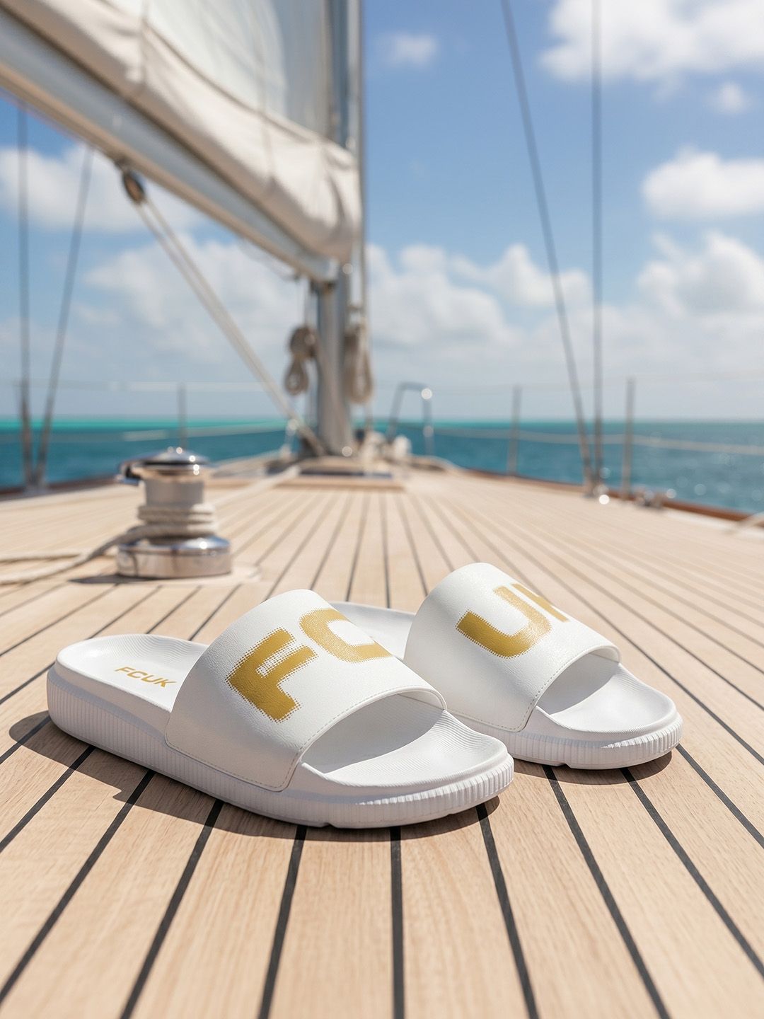FCUK Men Brand Logo Printed Sliders