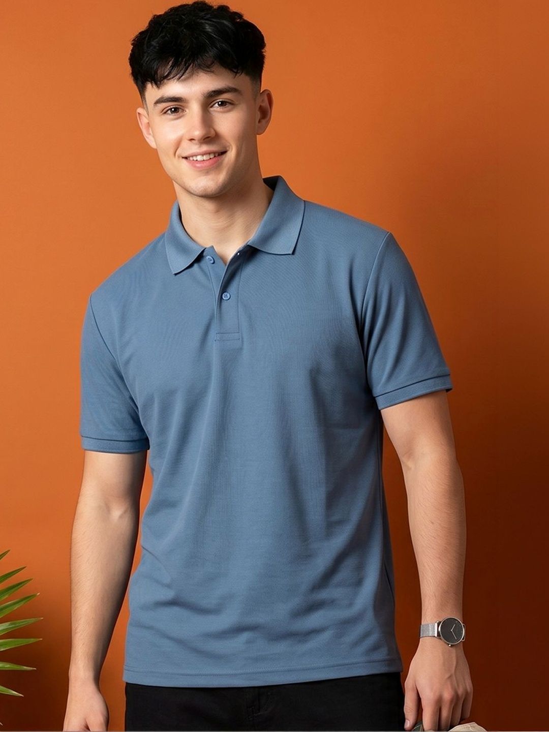 HERE&NOW Men Polo Collar T-shirt