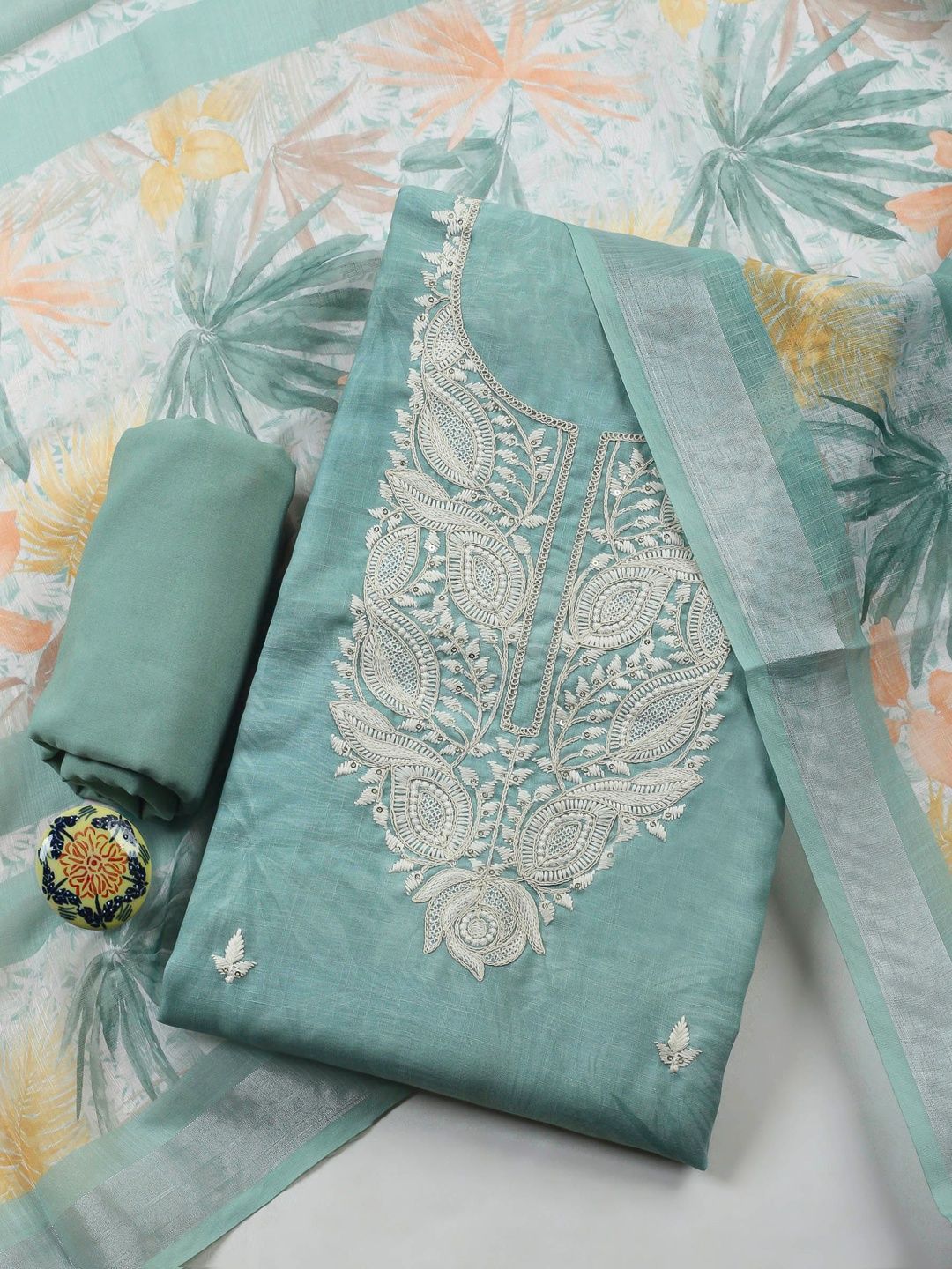 Meena Bazaar Embroidered Unstitched Dress Material