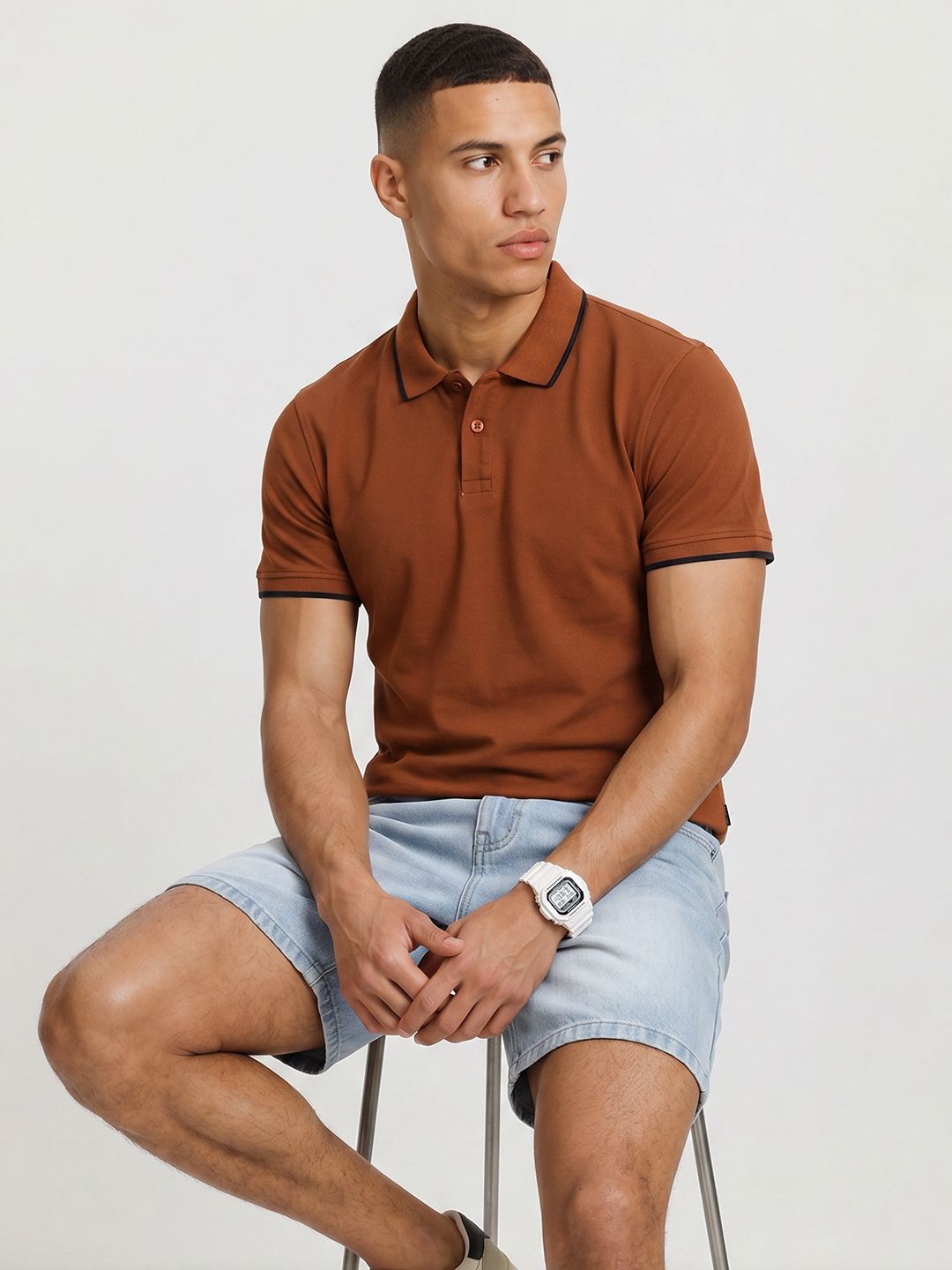 The Roadster Life Co. Polo Collar Pure Cotton T-shirt