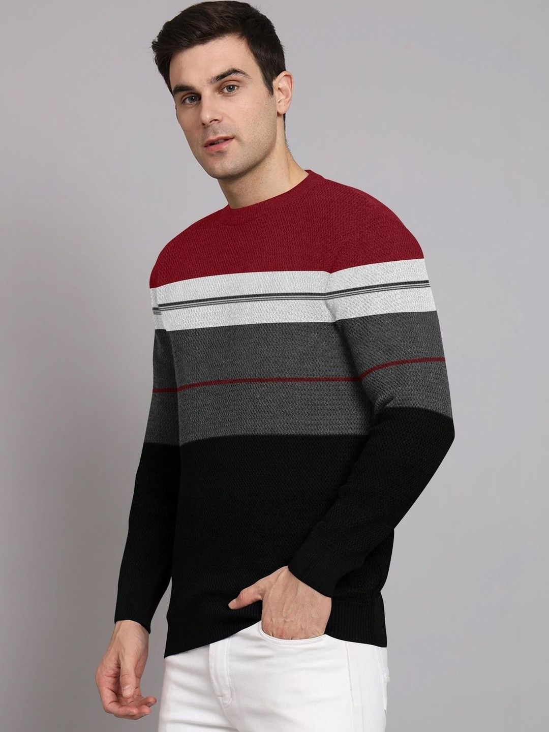 URBAN TREES URBAN TREES Men Colourblocked Woollen Pullover