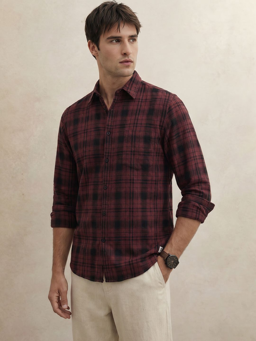 THE SHIRT CODE Checked Casual Shirt