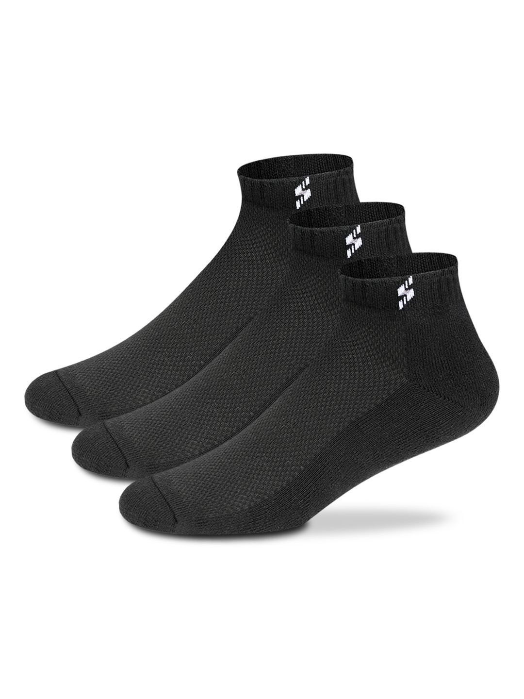 Supersox Men Pack Of 3 Black Solid Ankle-Length Cotton Socks