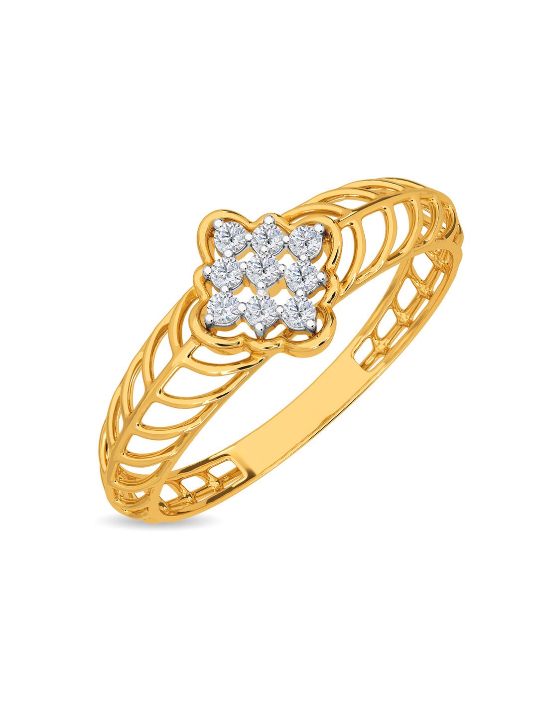 KISNA DIAMOND AND GOLD JEWELLERY 14KT Diamond Finger Ring -0.1 CT