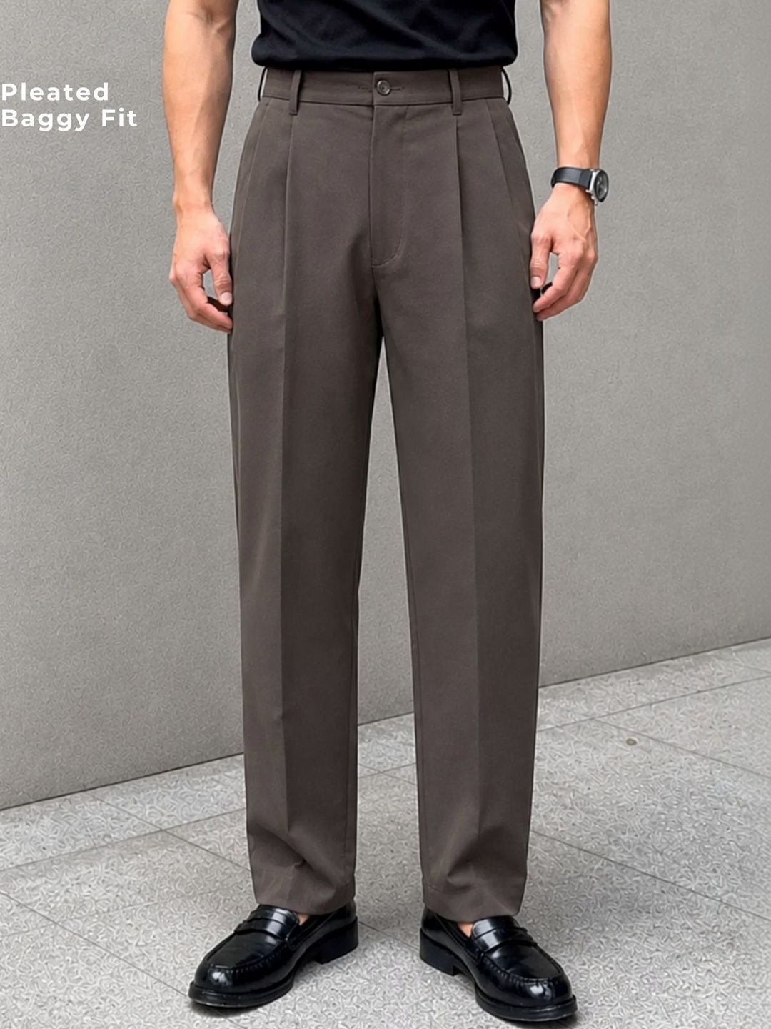 DENNISON Men Baggy Fit Pleated Trousers