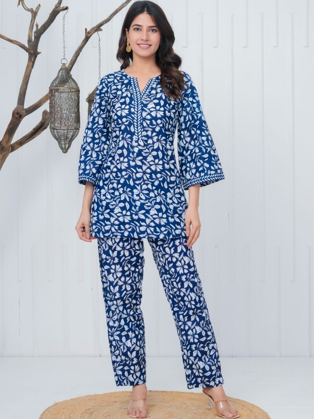 Anurang Cotton Printed Tunic with Trousers