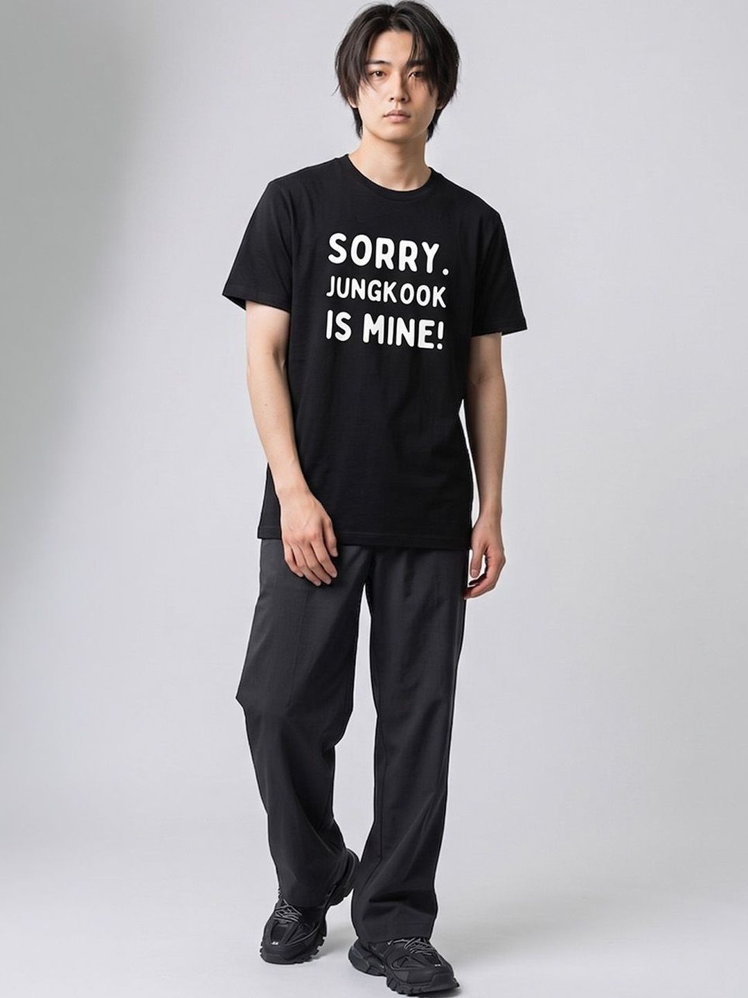 The Korhean Store Unisex BTS Jungkook Is Mine Streetwear Regular Fit Graphic Printed Cotton Tshirt