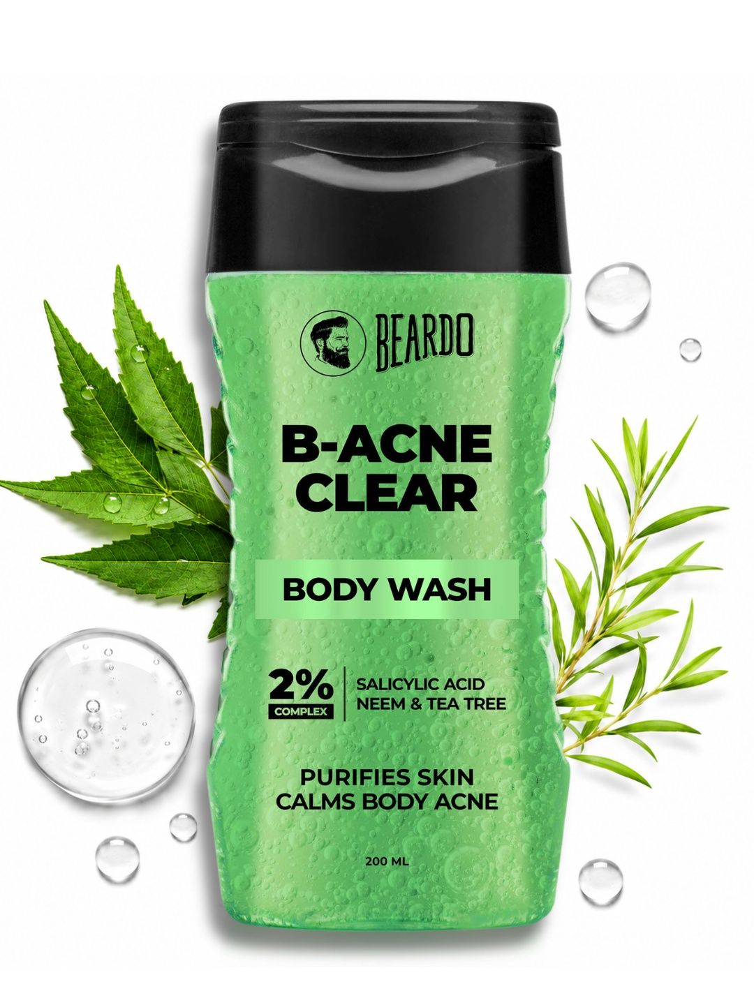 BEARDO Men B-Acne Clear Body Wash with Neem & Salicylic Acid - 200 ml
