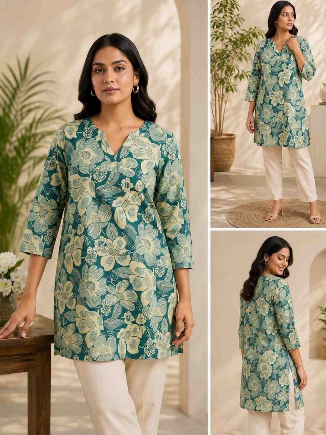 The RuhKala Studio Women Printed Tunic with Trousers