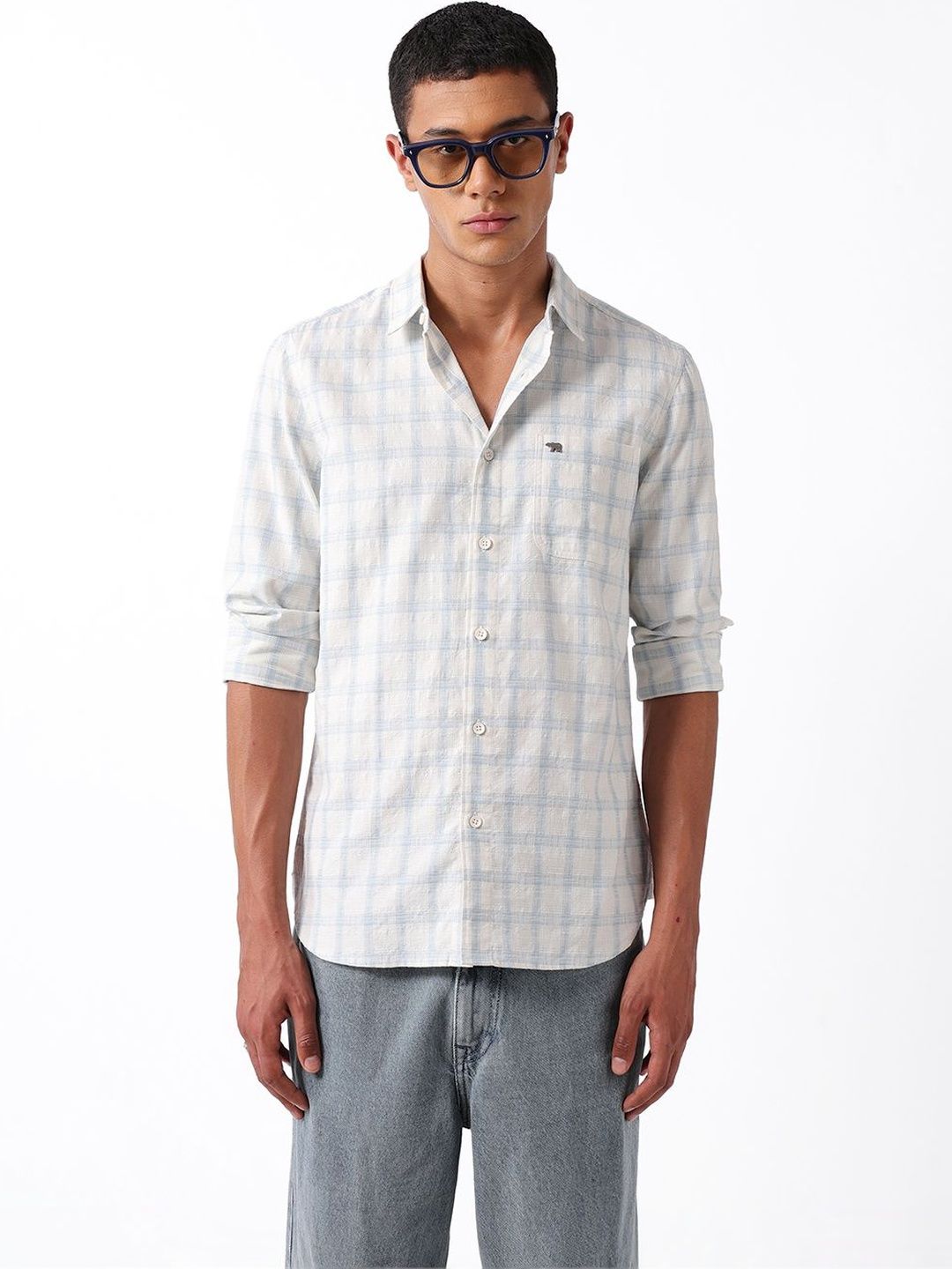 THE BEAR HOUSE Men Slim Fit Checked Casual Shirt