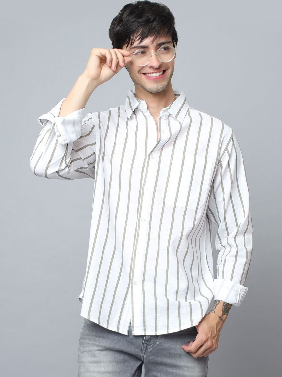 D Finish Men Relaxed Striped Casual Shirt
